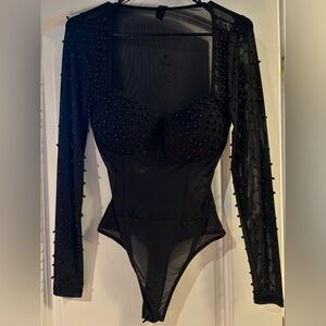 Elegant Black Beaded Women's Top